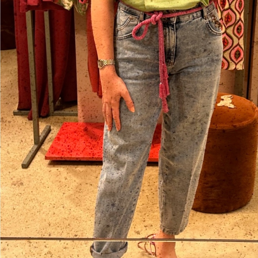 Pink crystal tie belt